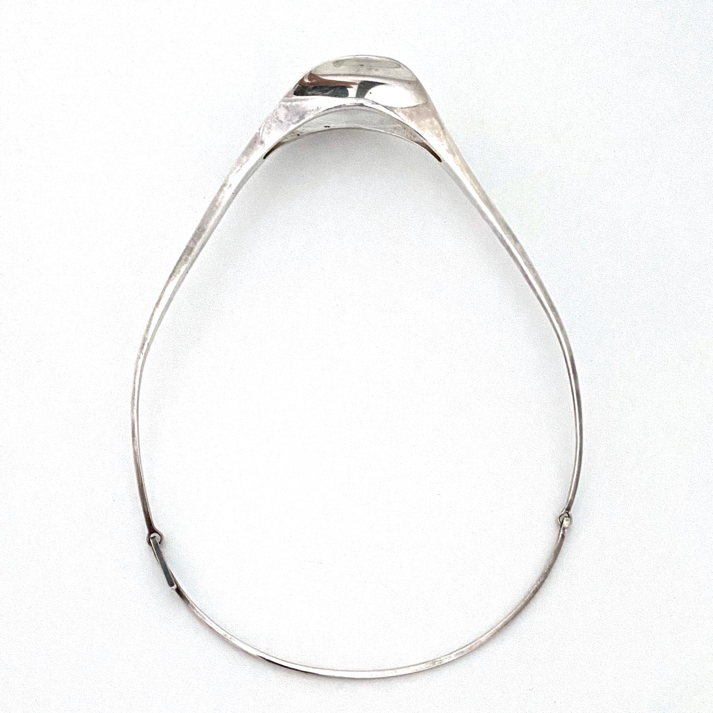 vintage heavy silver hand wrought curvy choker necklace ~ Poland