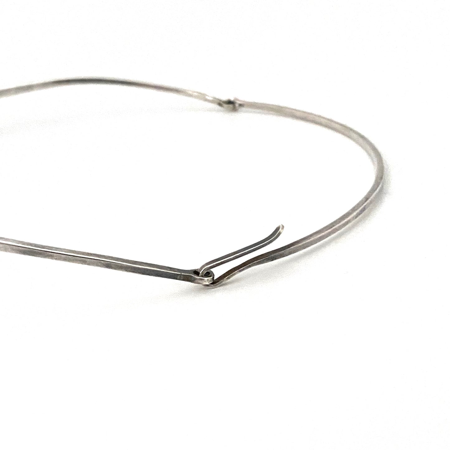 vintage heavy silver hand wrought curvy choker necklace ~ Poland