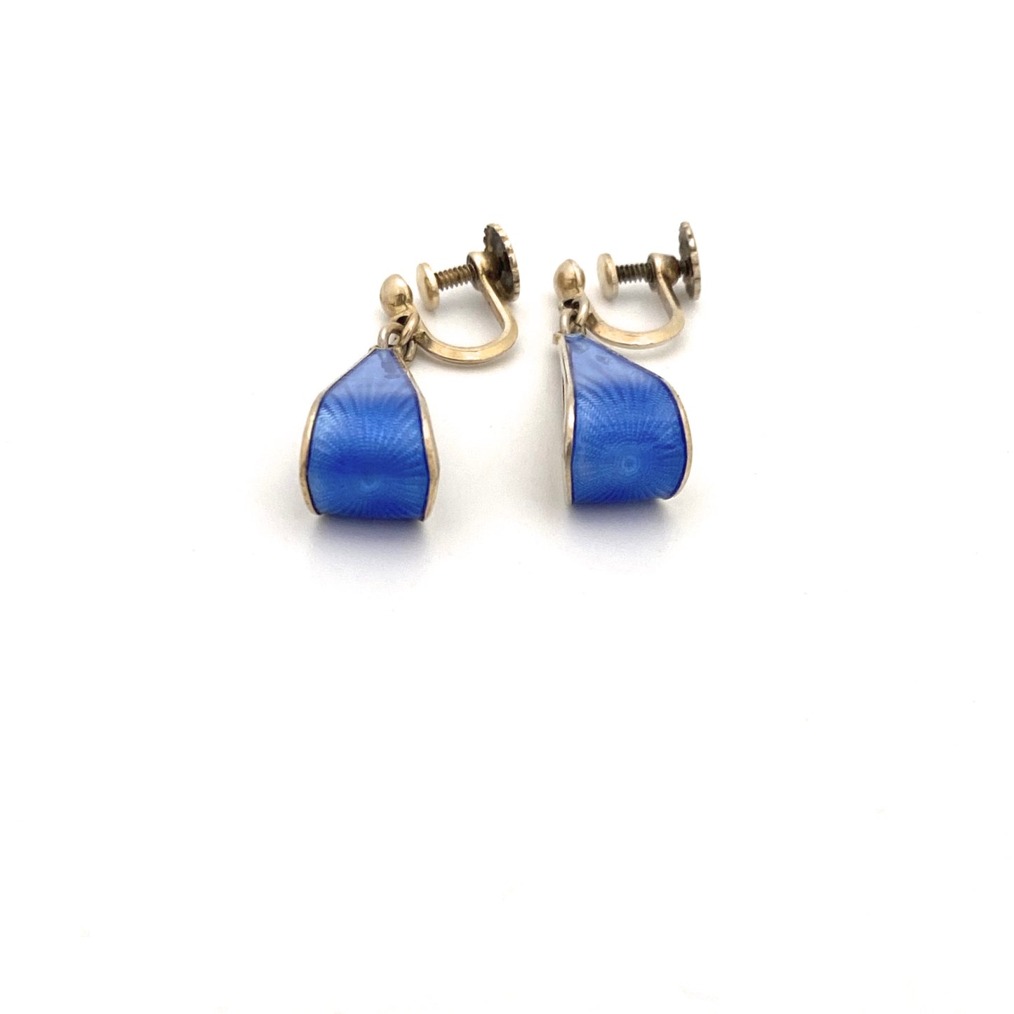 Norway vintage silver & enamel guilloche drop earrings