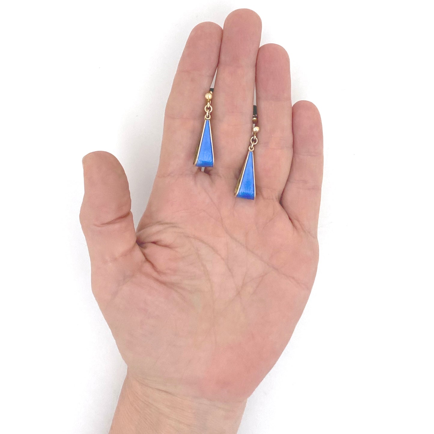 scale vintage Norway silver gilt enamel guilloche drop earrings Scandinavian design jewelry