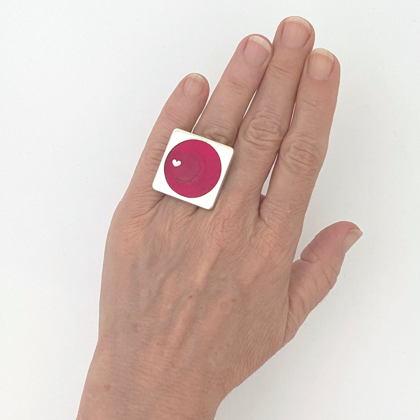 scale Walter Schluep Canada vintage silver resin enamel gold ring Canadian Modernist jewelry design