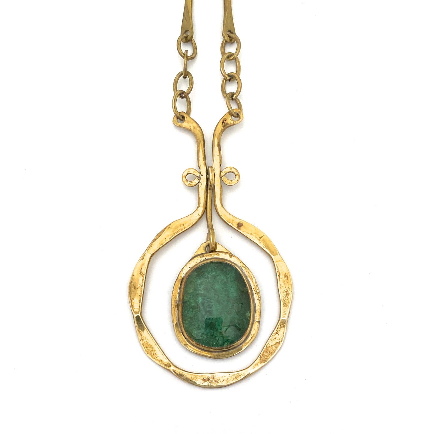 Rafael Canada brass classic kinetic pendant necklace ~ clear green
