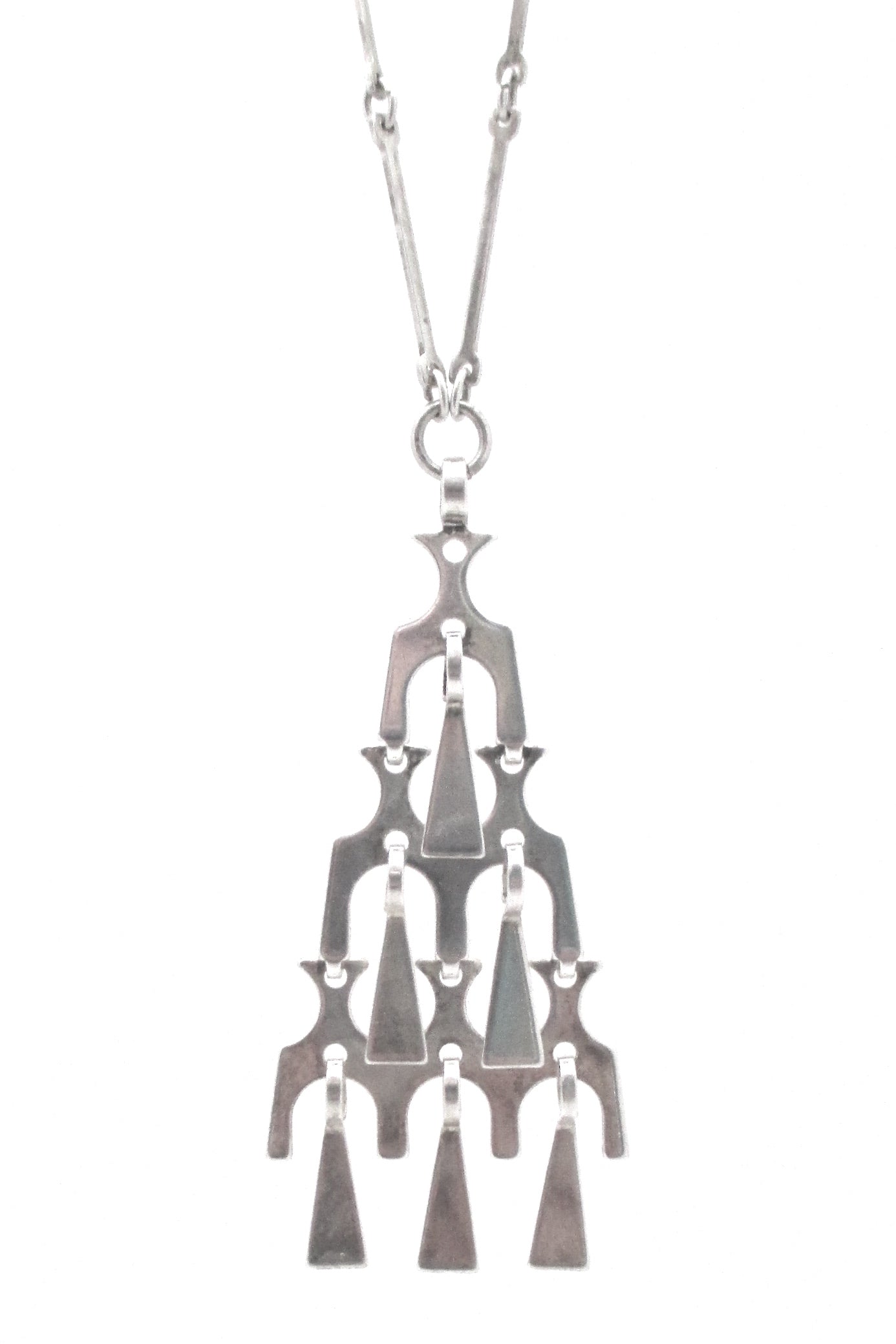 detail David Andersen Norway vintage Scandinavian Modern kinetic silver pendant necklace