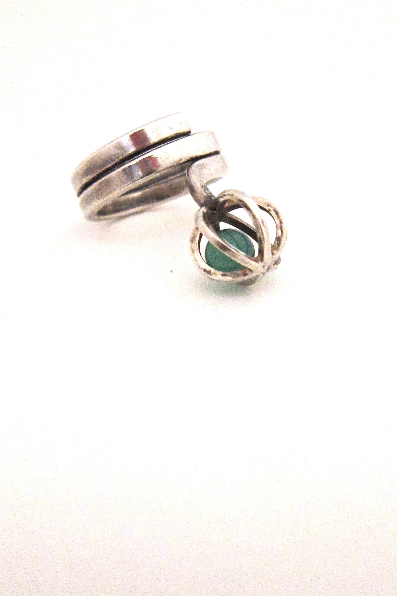 Elis Kauppi caged chrysoprase ring