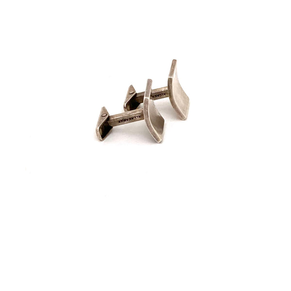 profile Allan Adler USA vintage silver concave square cufflinks Modernist jewelry design