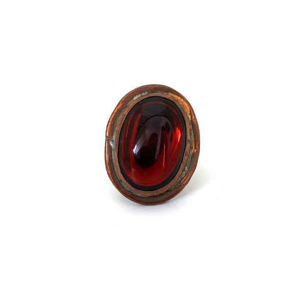 Rafael Canada copper oval ring ~ mirrored dark amber