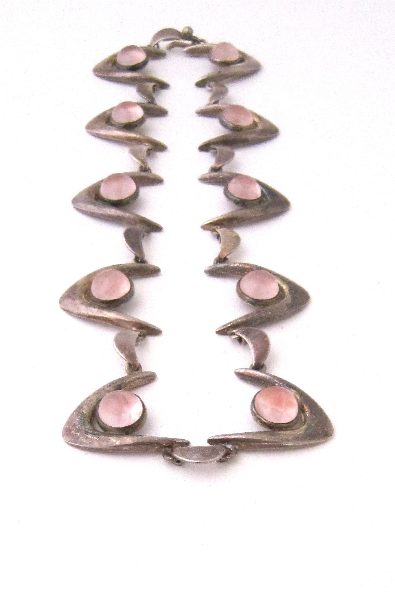 Arne Johansen rose quartz boomerang necklace