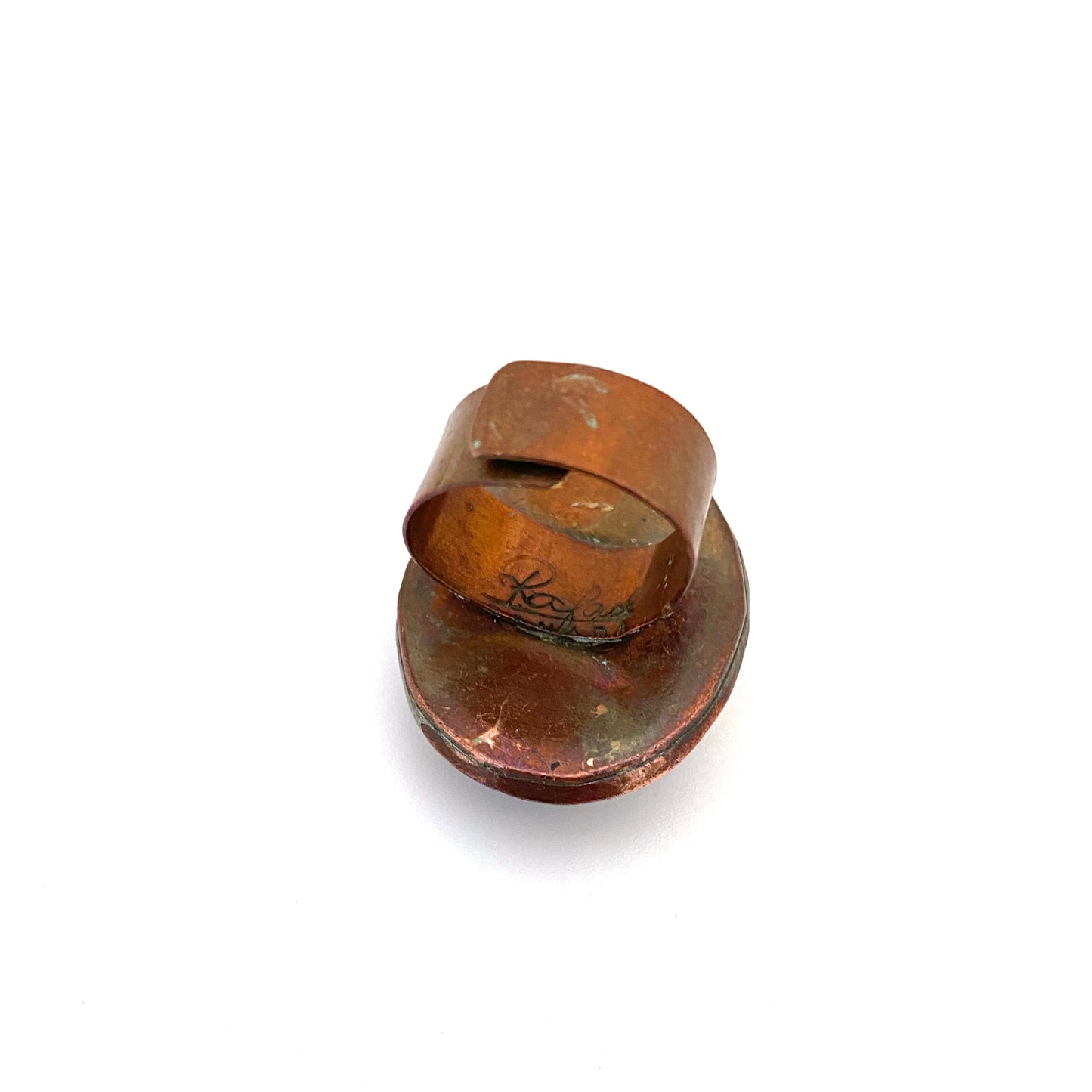 Rafael Canada copper oval ring ~ mirrored dark amber