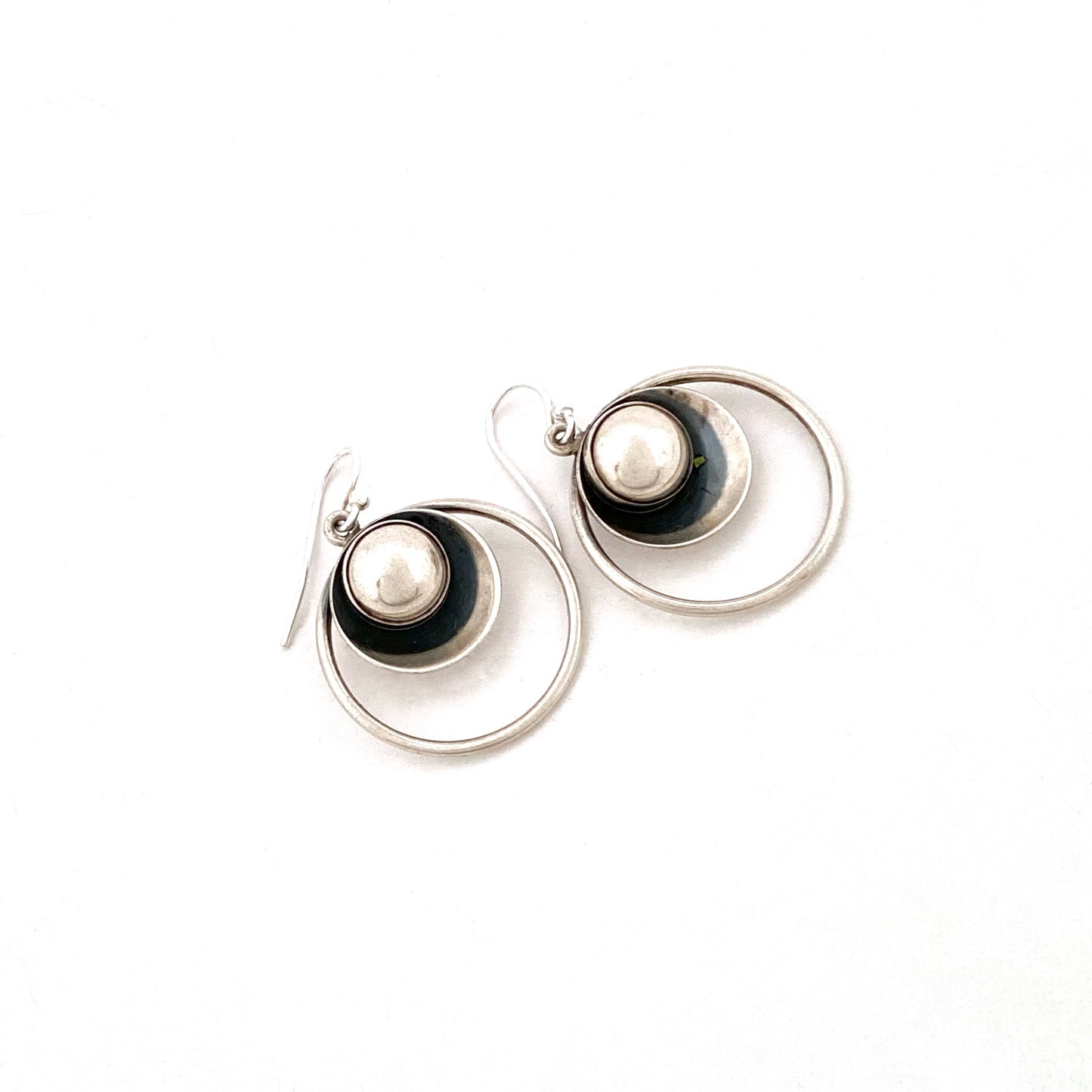 Niels Erik From silver domes & circles drop earrings