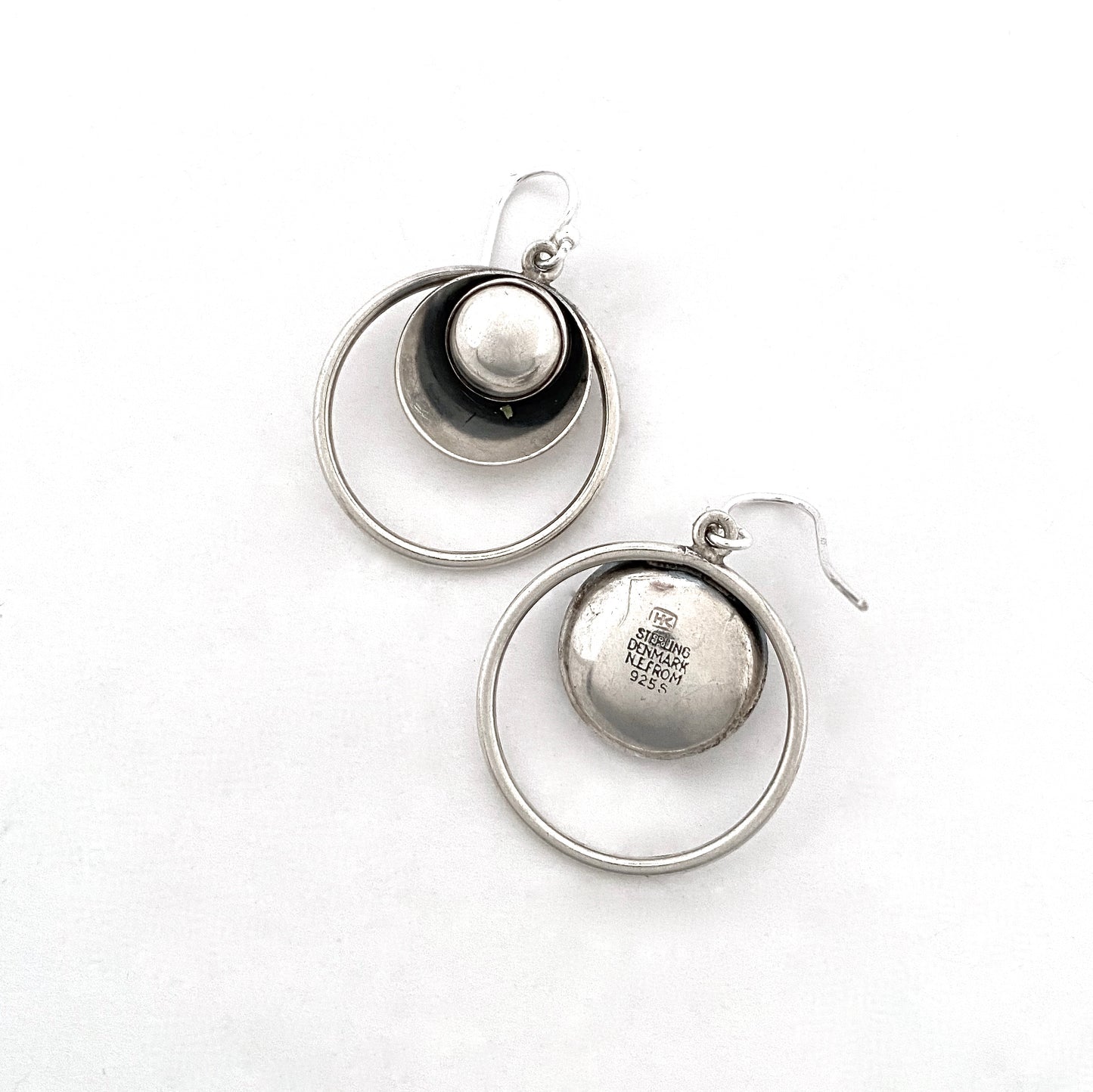 Niels Erik From silver domes & circles drop earrings