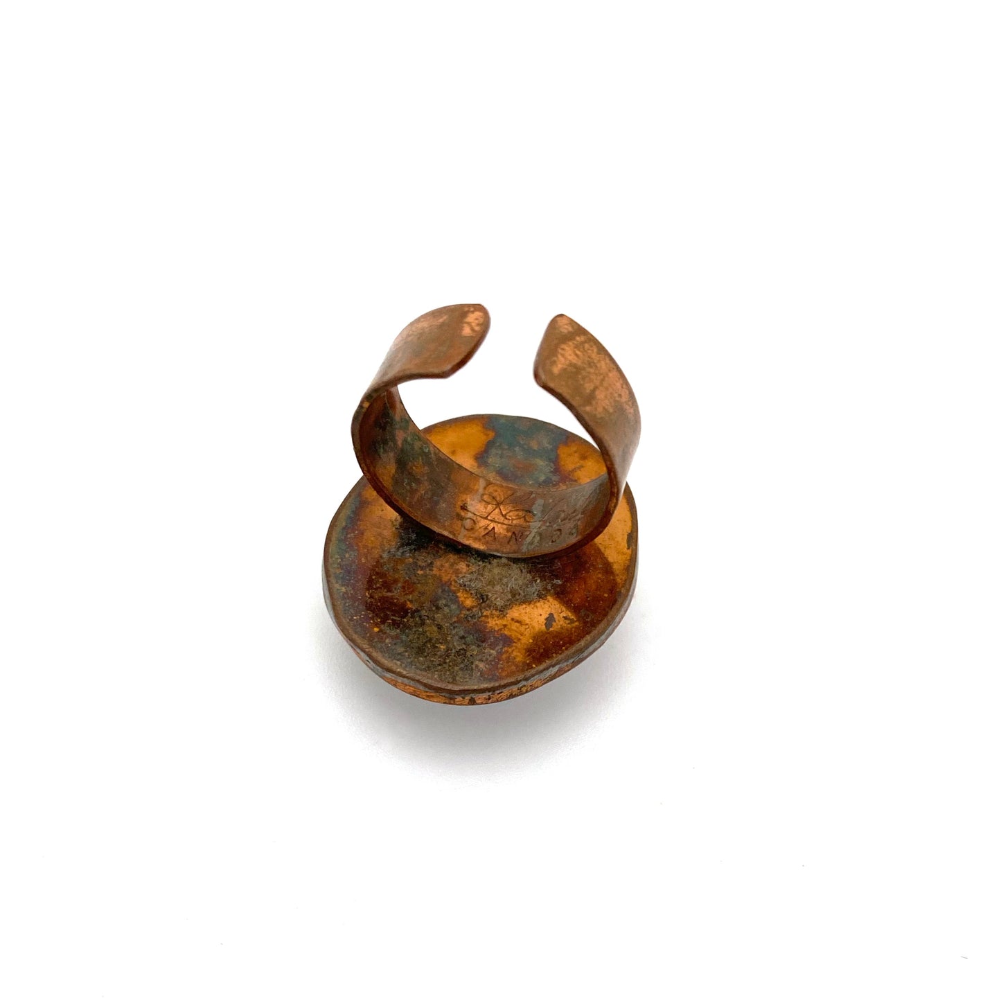 Rafael Canada copper oval ring ~ opaque white