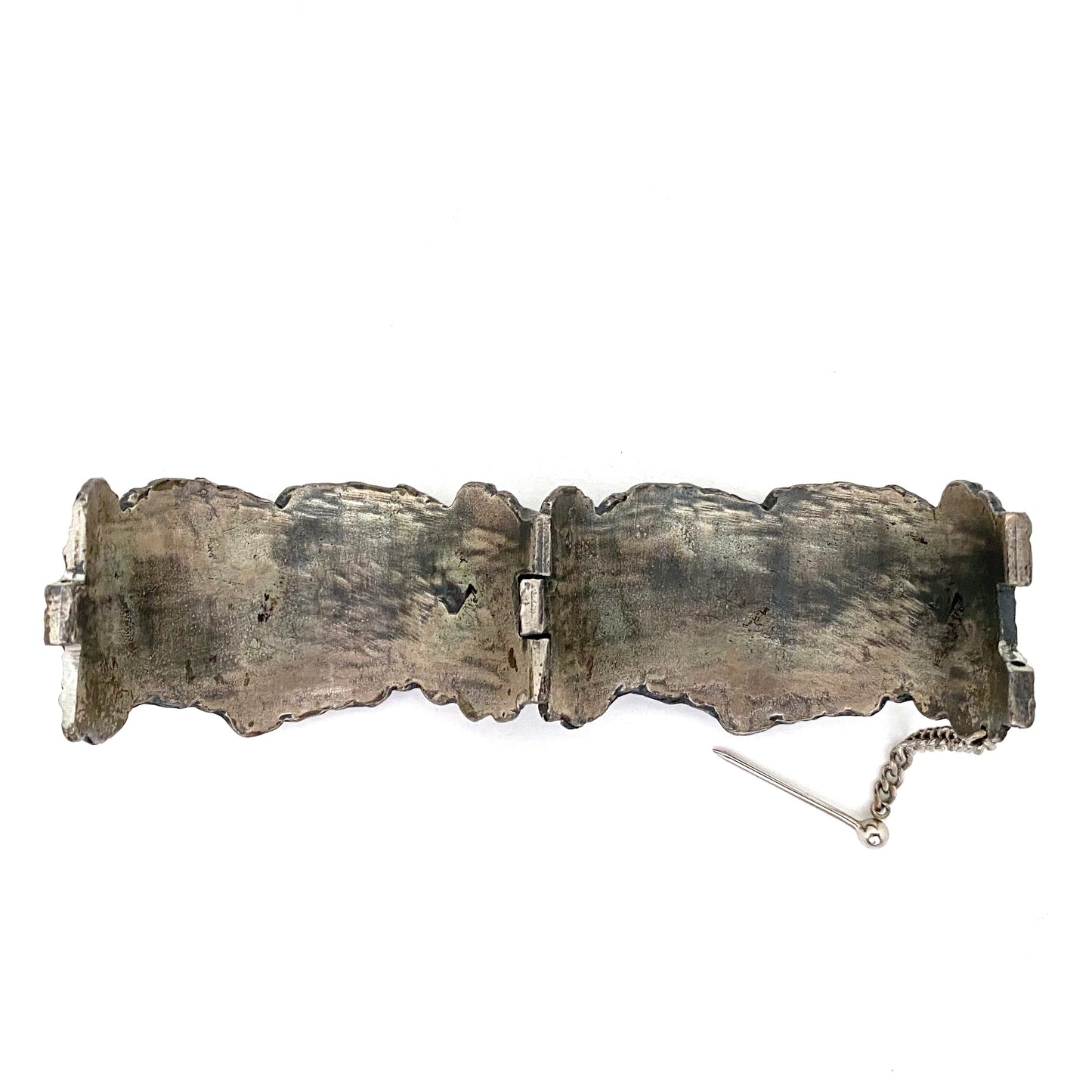 Guy Vidal brutalist pewter hinged bracelet