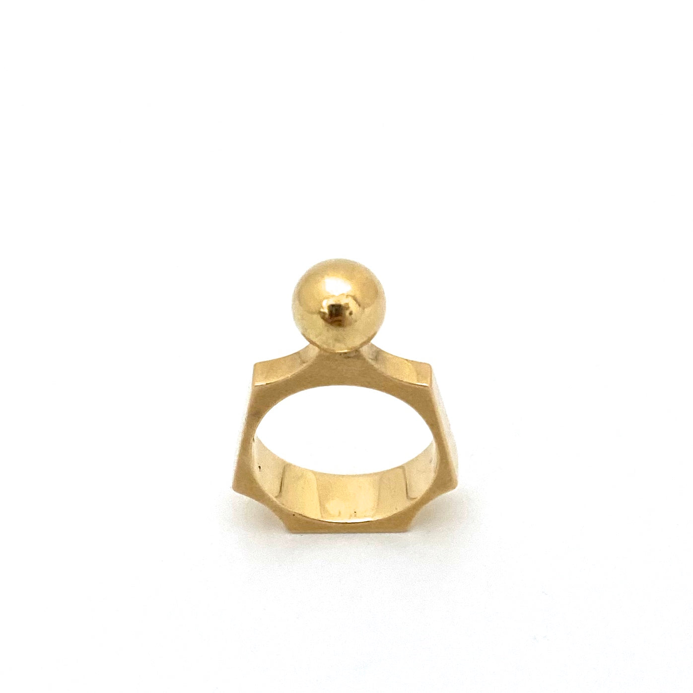 Walter Schluep Canada 18k gold sphere ring ~ solid tapered band