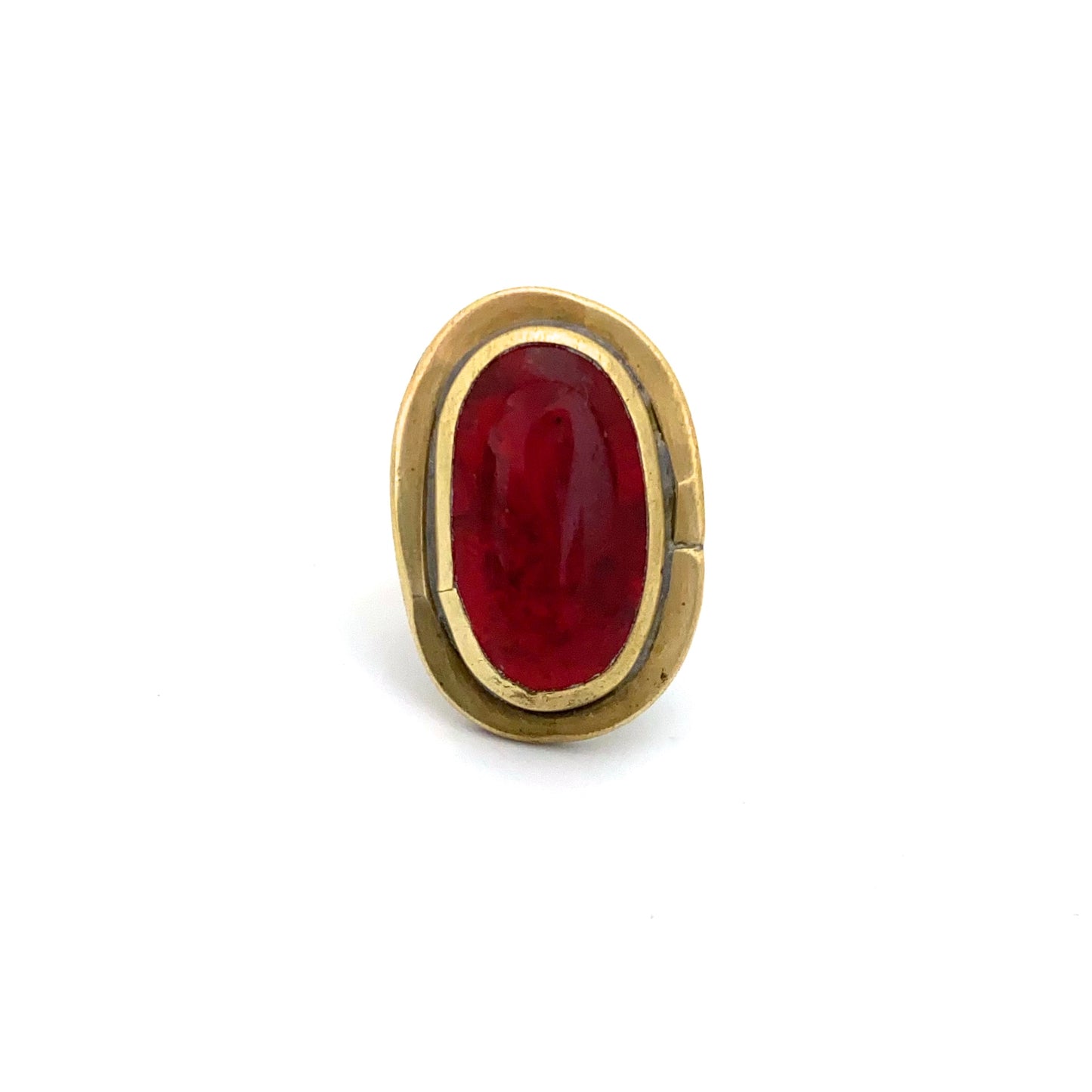 Rafael Canada brass oval ring ~ clear red