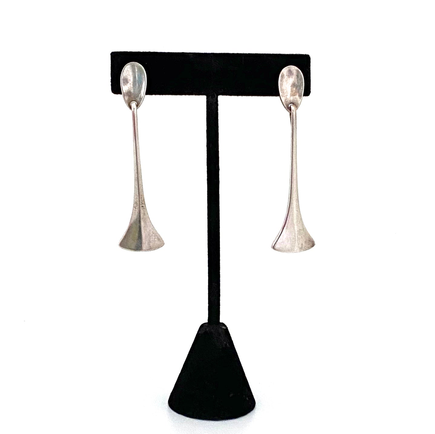 Hans Hansen long silver drop earrings