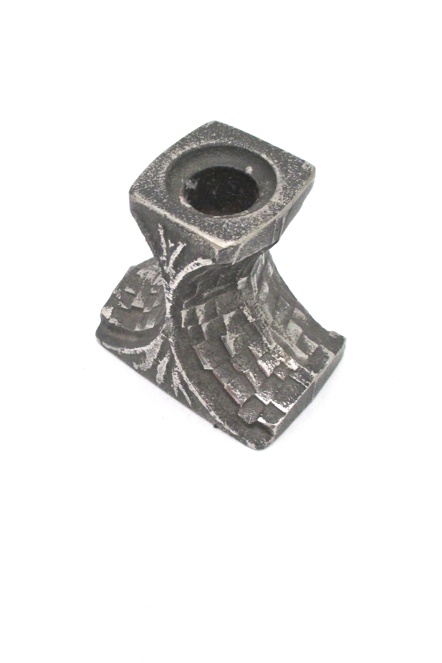 Olav Joff cast stainless steel brutalist candle holder #2