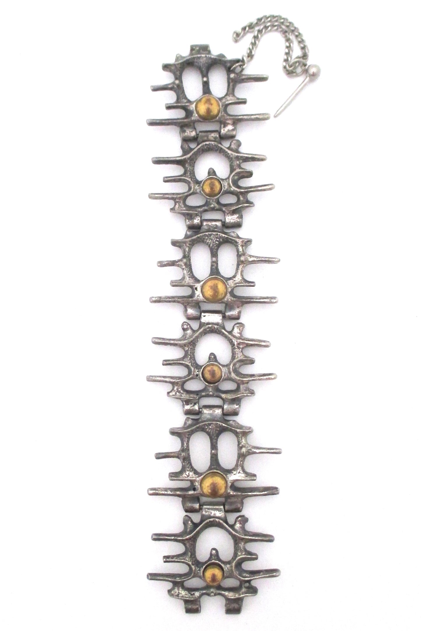 Robert Larin brutalist openwork bracelet ~ bronze spheres