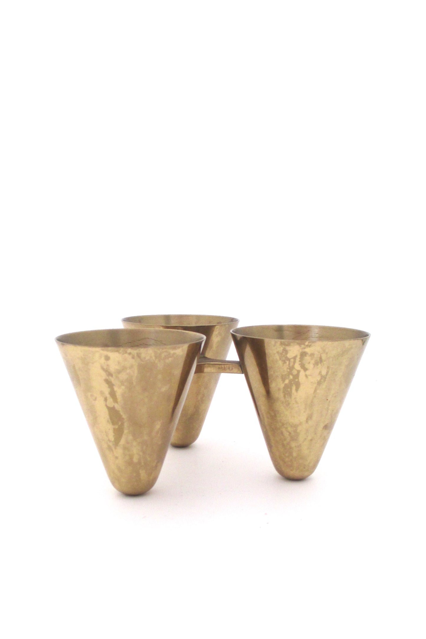 detail Ystad Metall Sweden vintage brass candle holder by Gunnar Ander mid century modern design