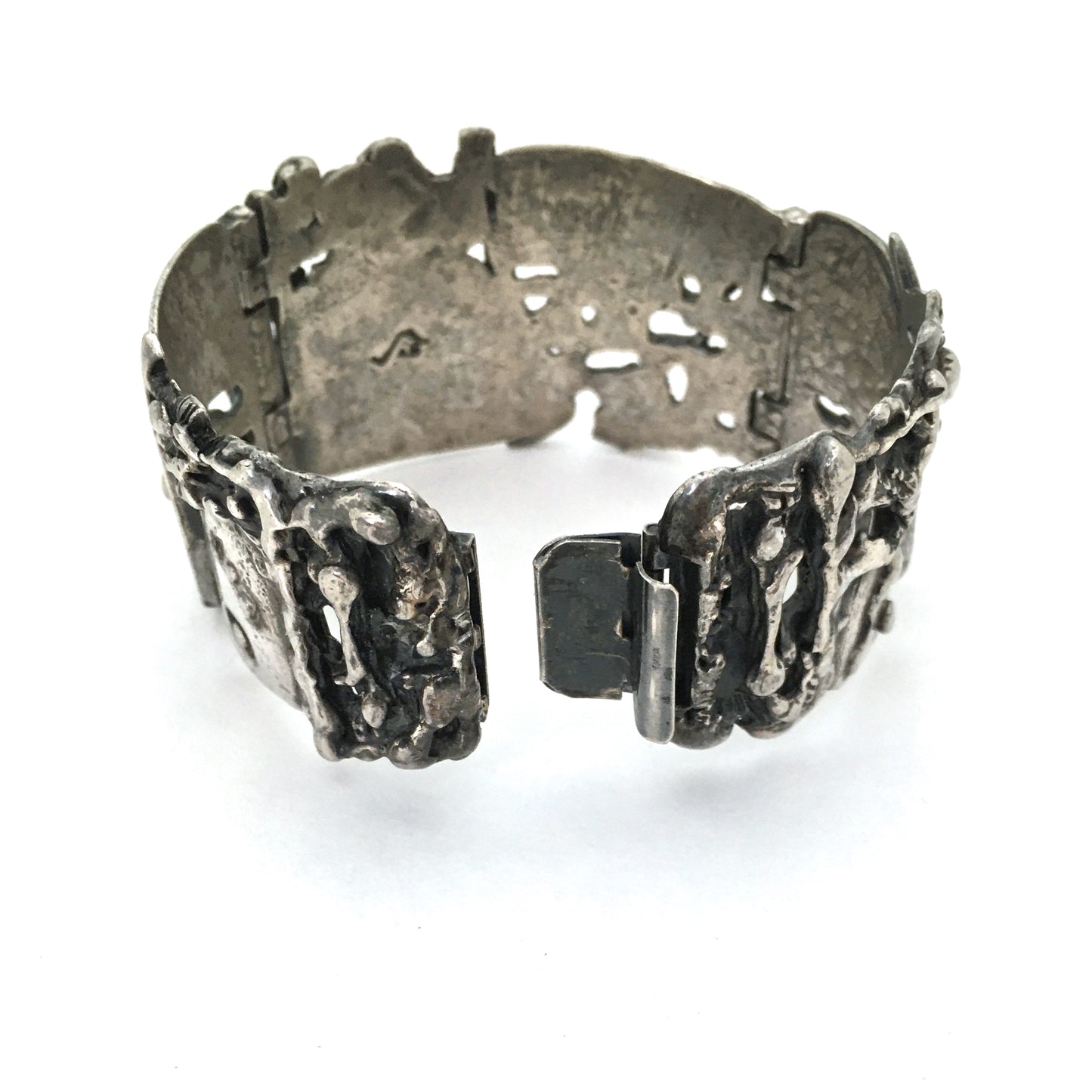 Guy Vidal Canada vintage brutalist pewter 'fertility' bracelet ~ rare
