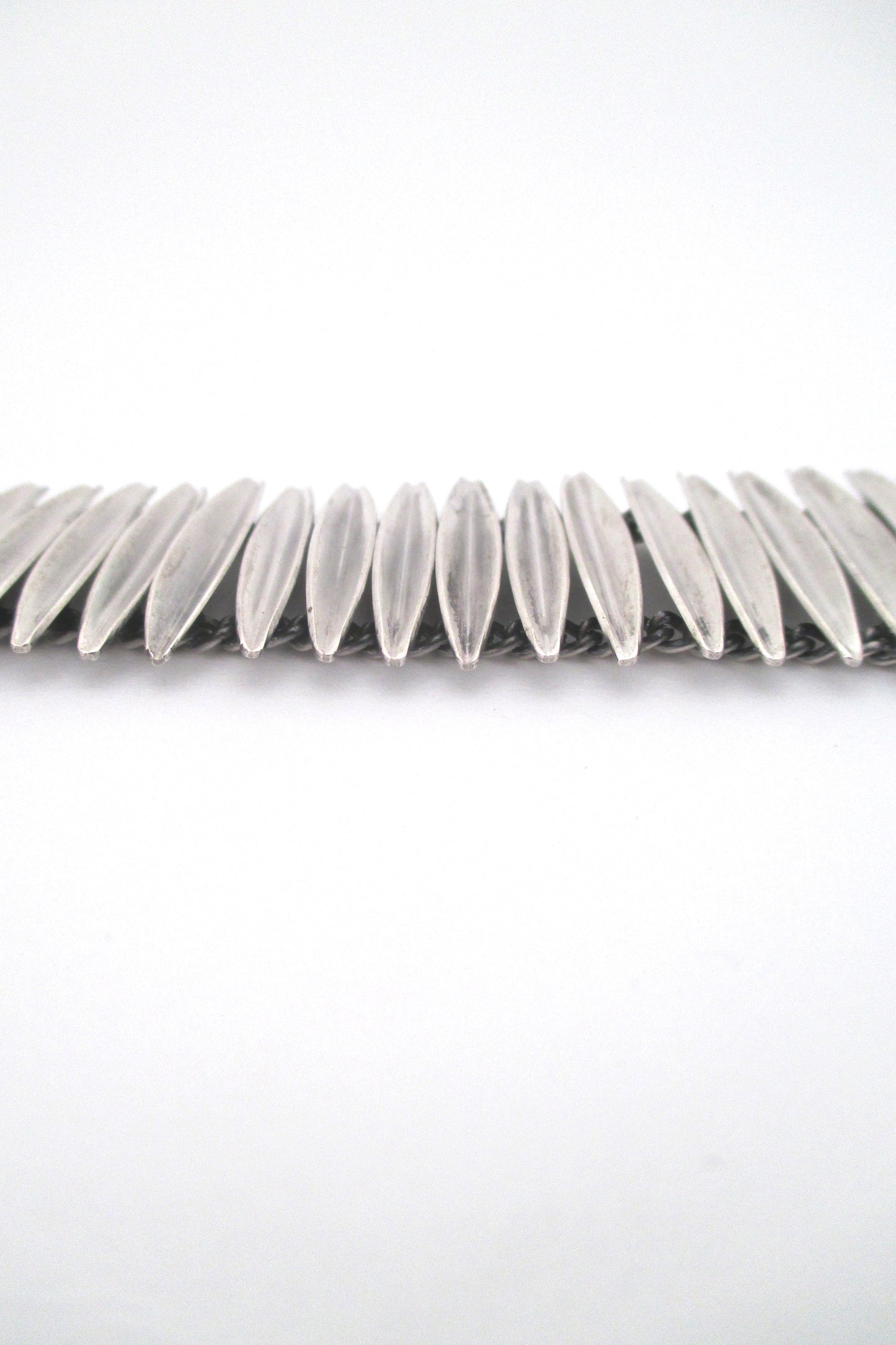 profile Anton Michelsen Denmark vintage Scandinavian Modern silver articulated grass bracelet by Gertrude Engel