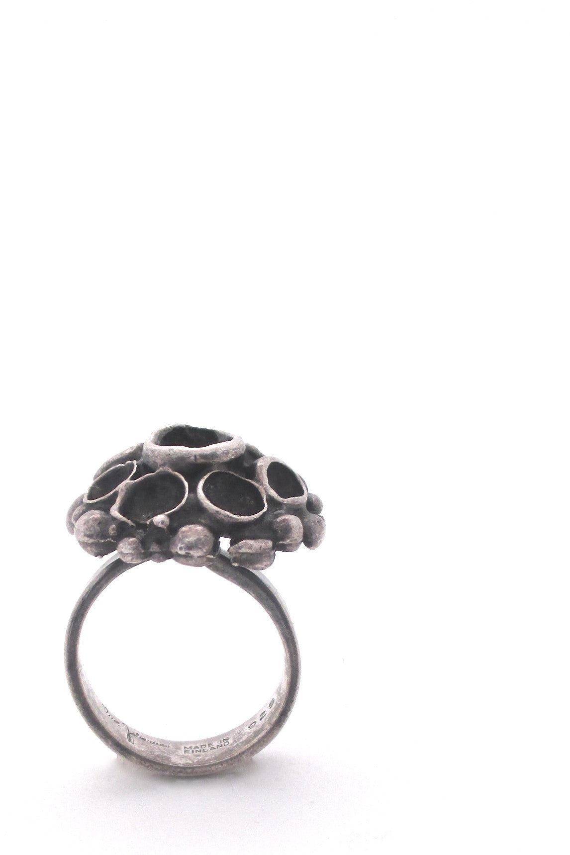 profile Owe Johansson Finland vintage brutalist silver large dome ring