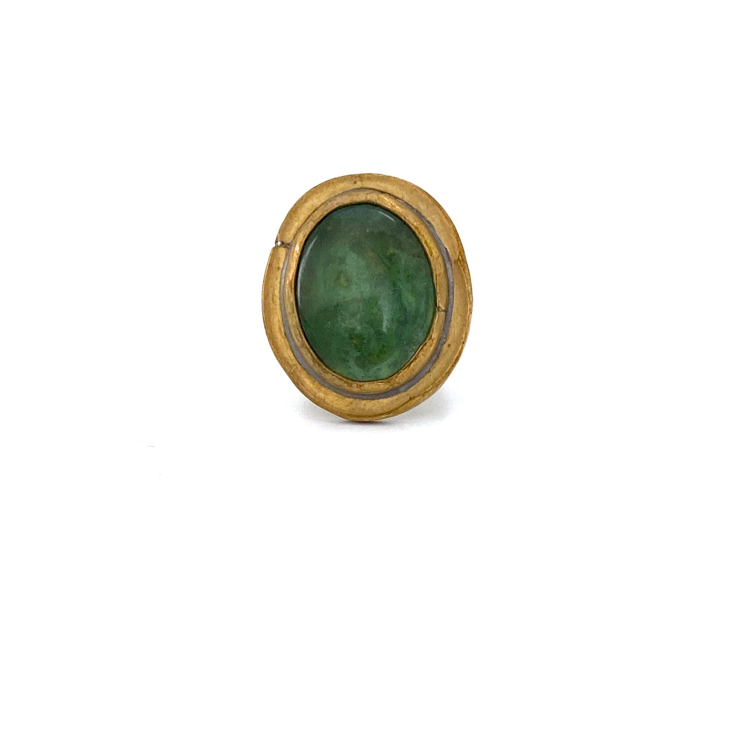 Rafael Canada oval brass ring ~ clear grass green