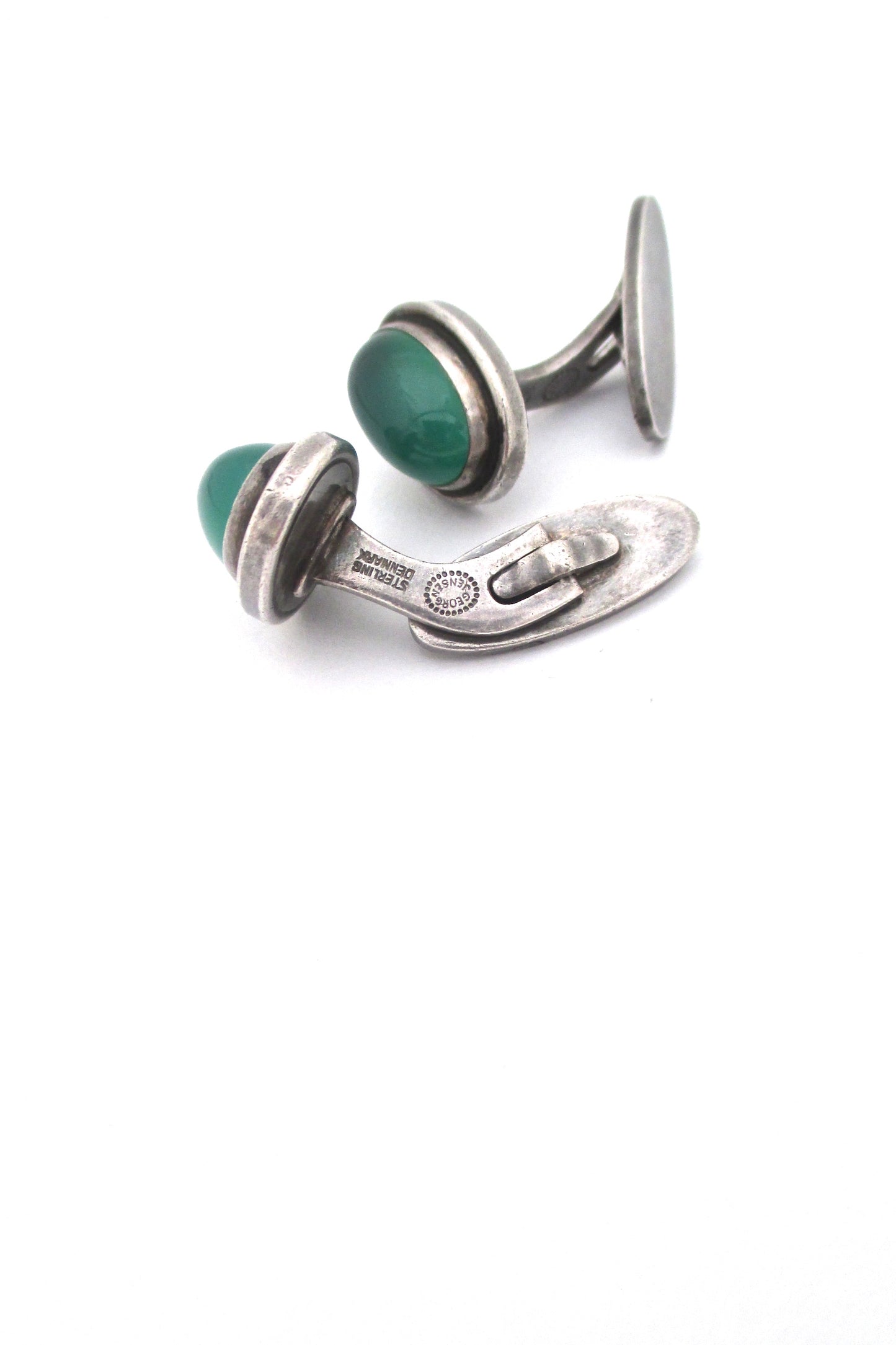 Georg Jensen silver & chrysoprase cufflinks #44B