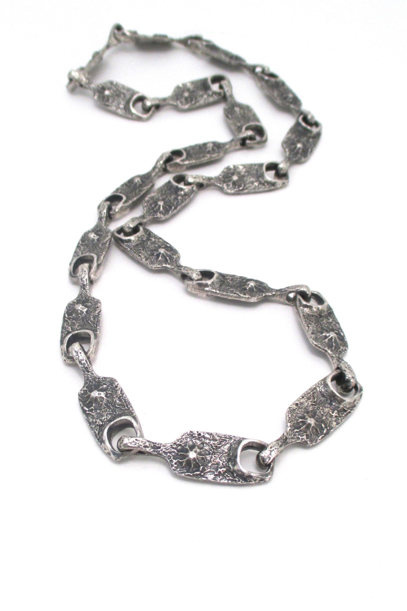 Guy Vidal brutalist pewter long link 'volcano' chain