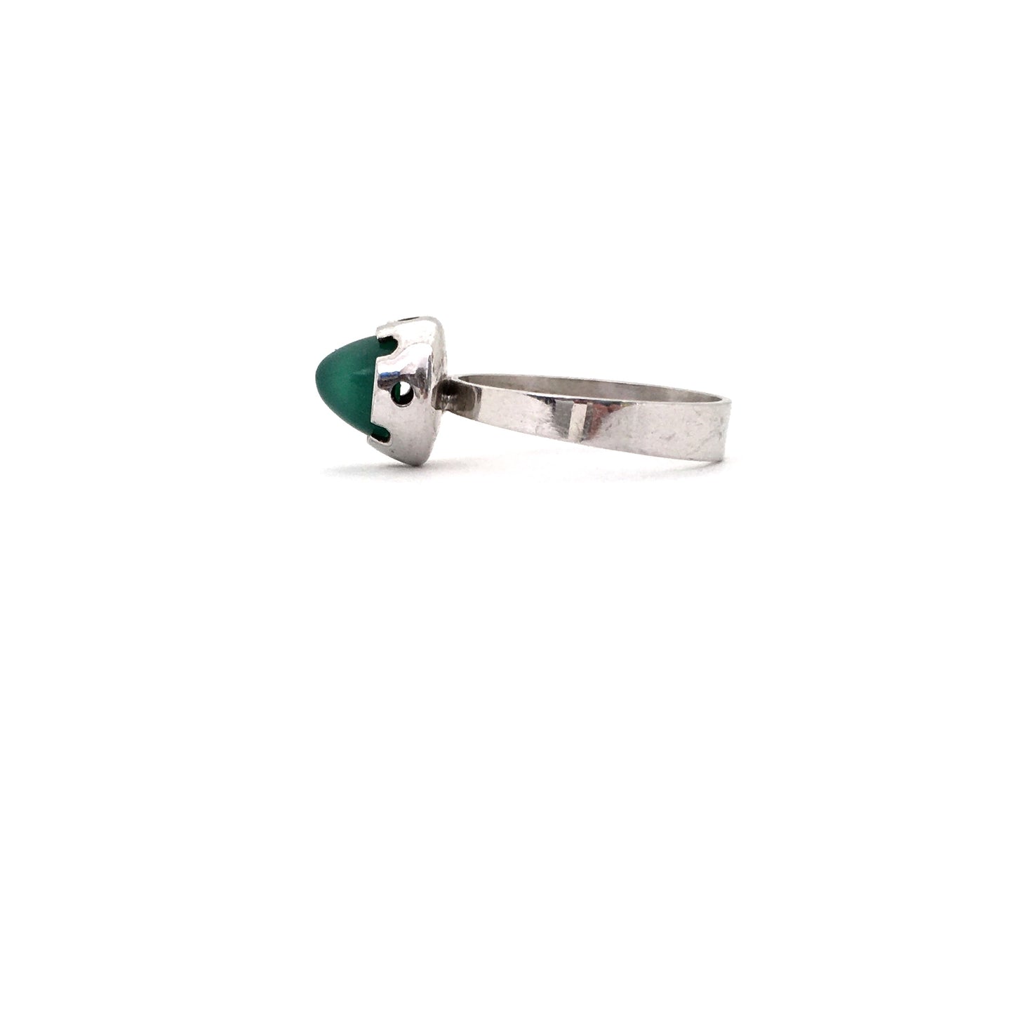 profile Martti Viikinniemi Finland vintage silver and chrysoprase ring Scandinavian Modernist jewelry design