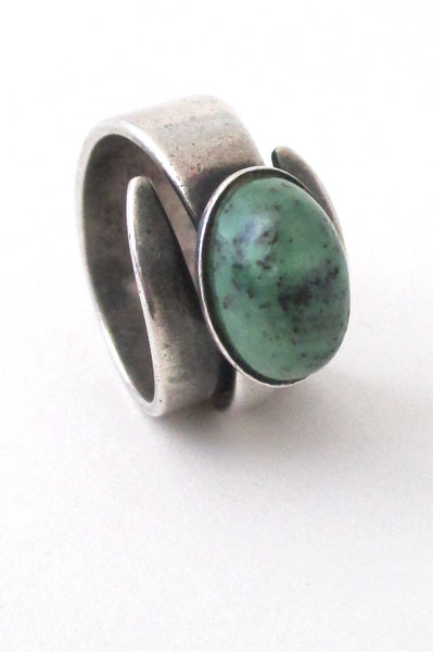 David-Andersen Norway vintage modernist silver amazonite wrap ring