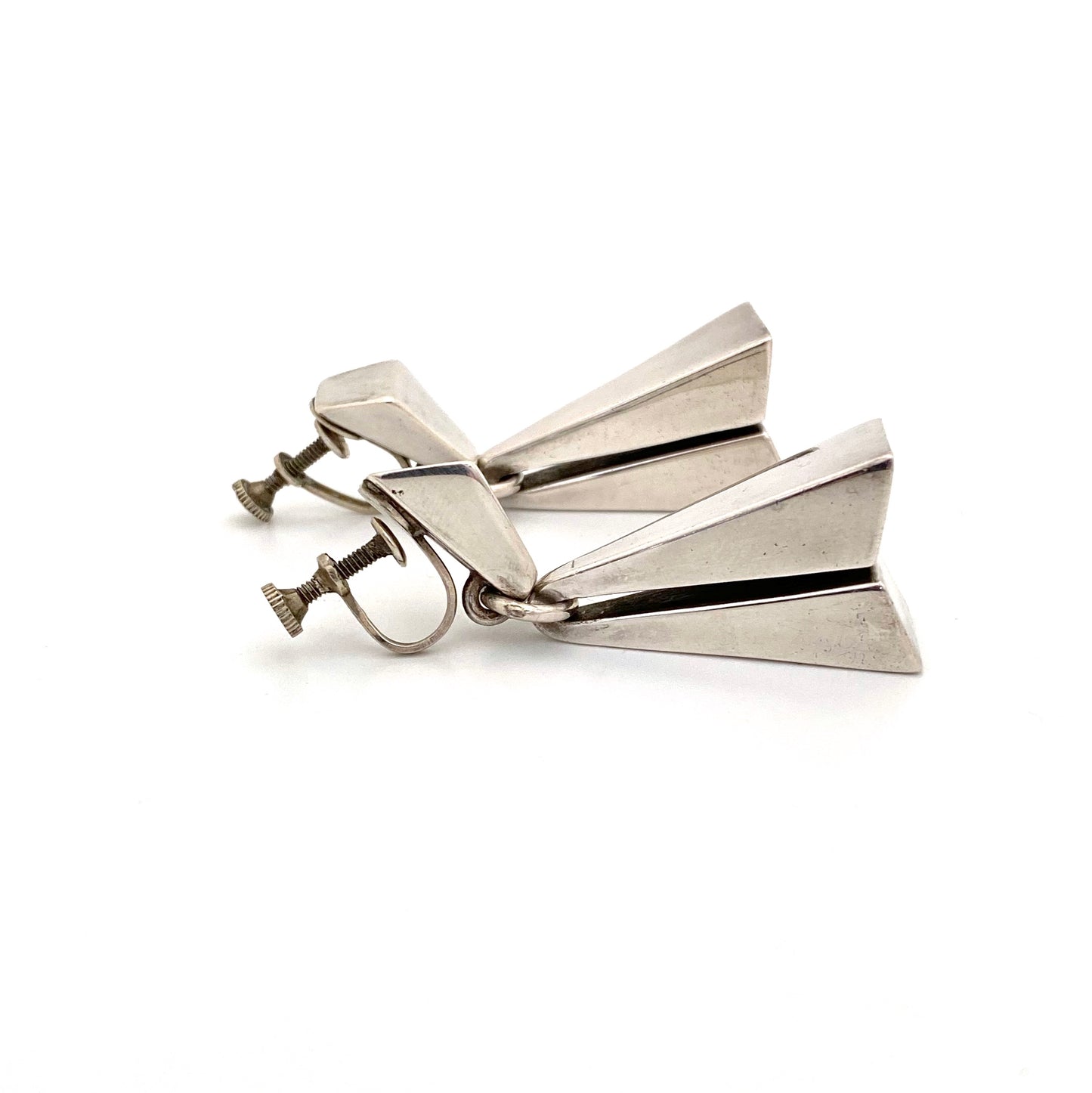 Salvador Teran large silver drop earrings