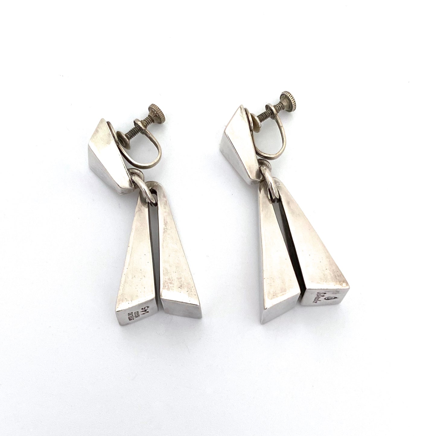 Salvador Teran large silver drop earrings