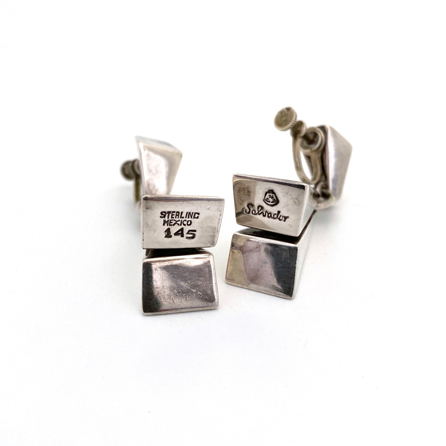 Salvador Teran large silver drop earrings