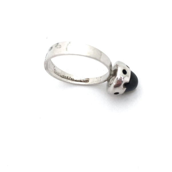 Martti Viikinniemi Finland silver & falcon eye stone ring ~ 2 sizes available