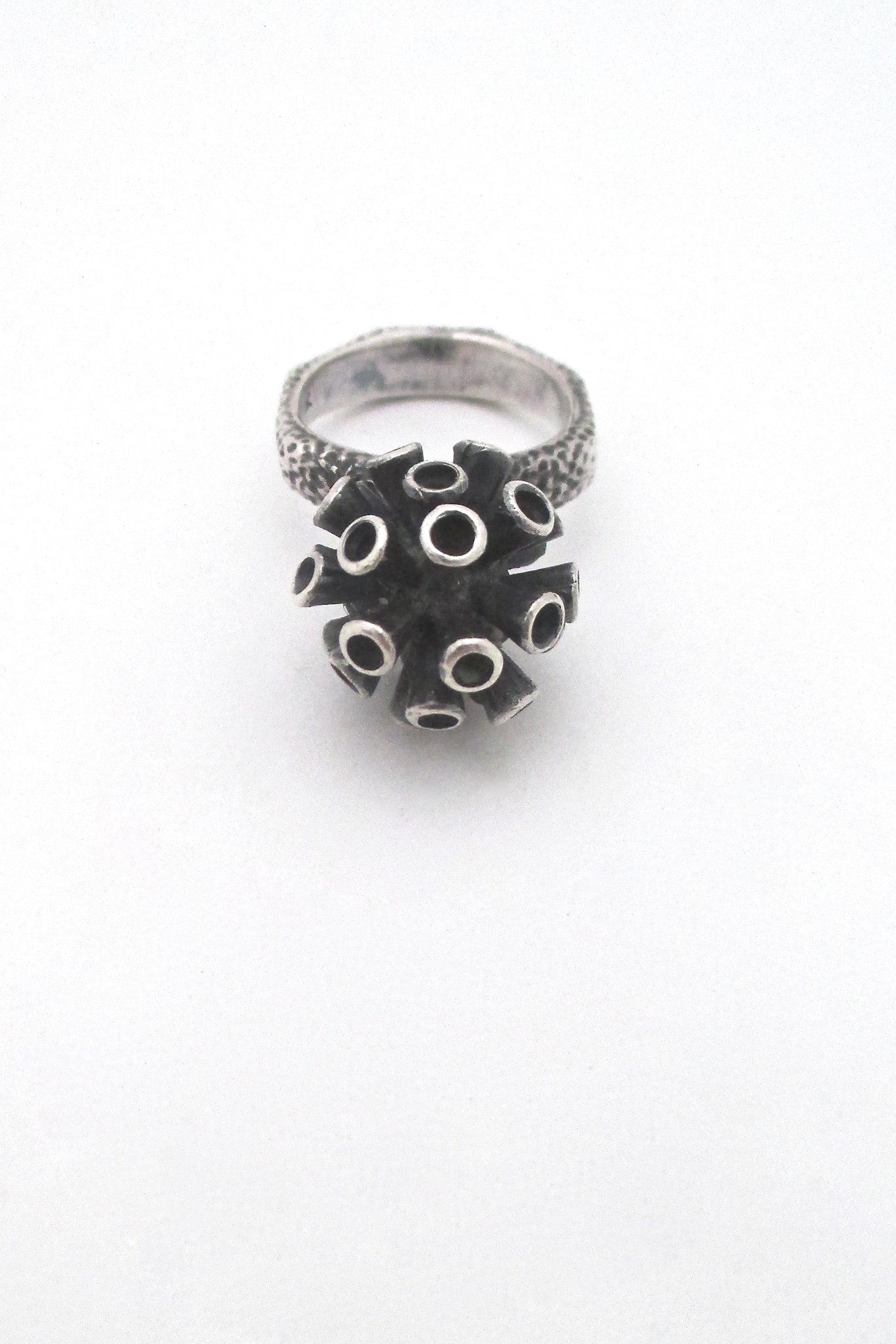 brutalist organic silver sculptural ring