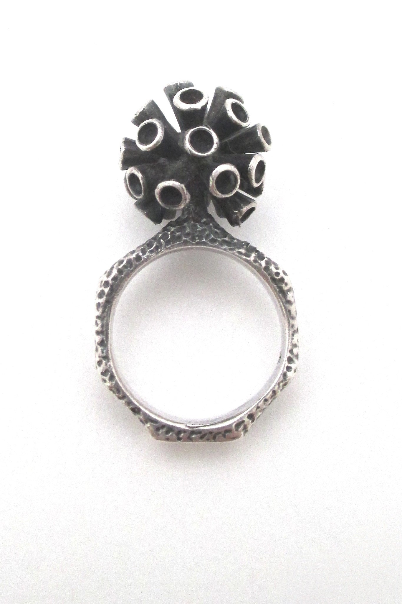 brutalist organic silver sculptural ring