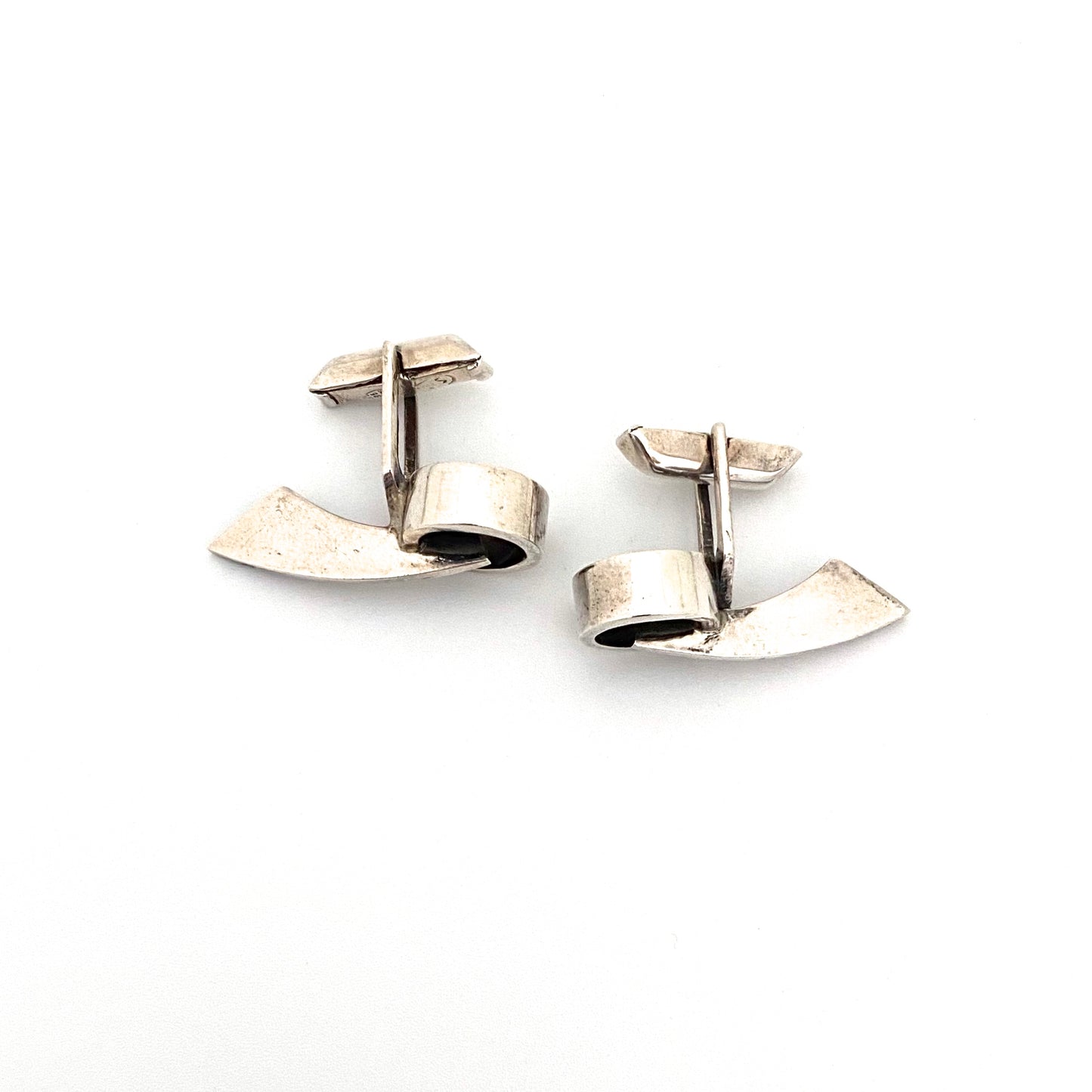 profile Sigi Pineda Mexico vintage silver cufflinks Modernist jewelry design