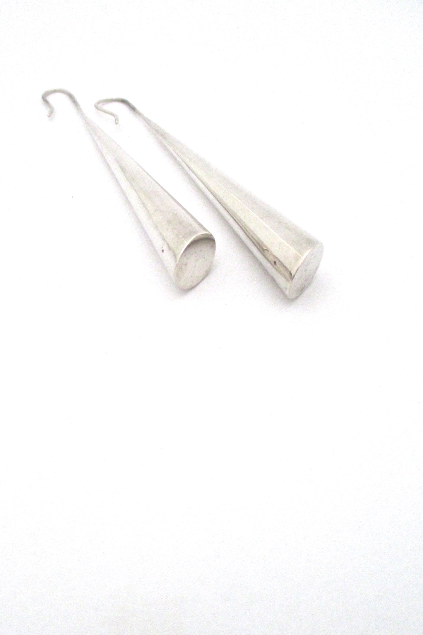 detail Marcin Zaremski Poland extra long vintage silver drop earrings