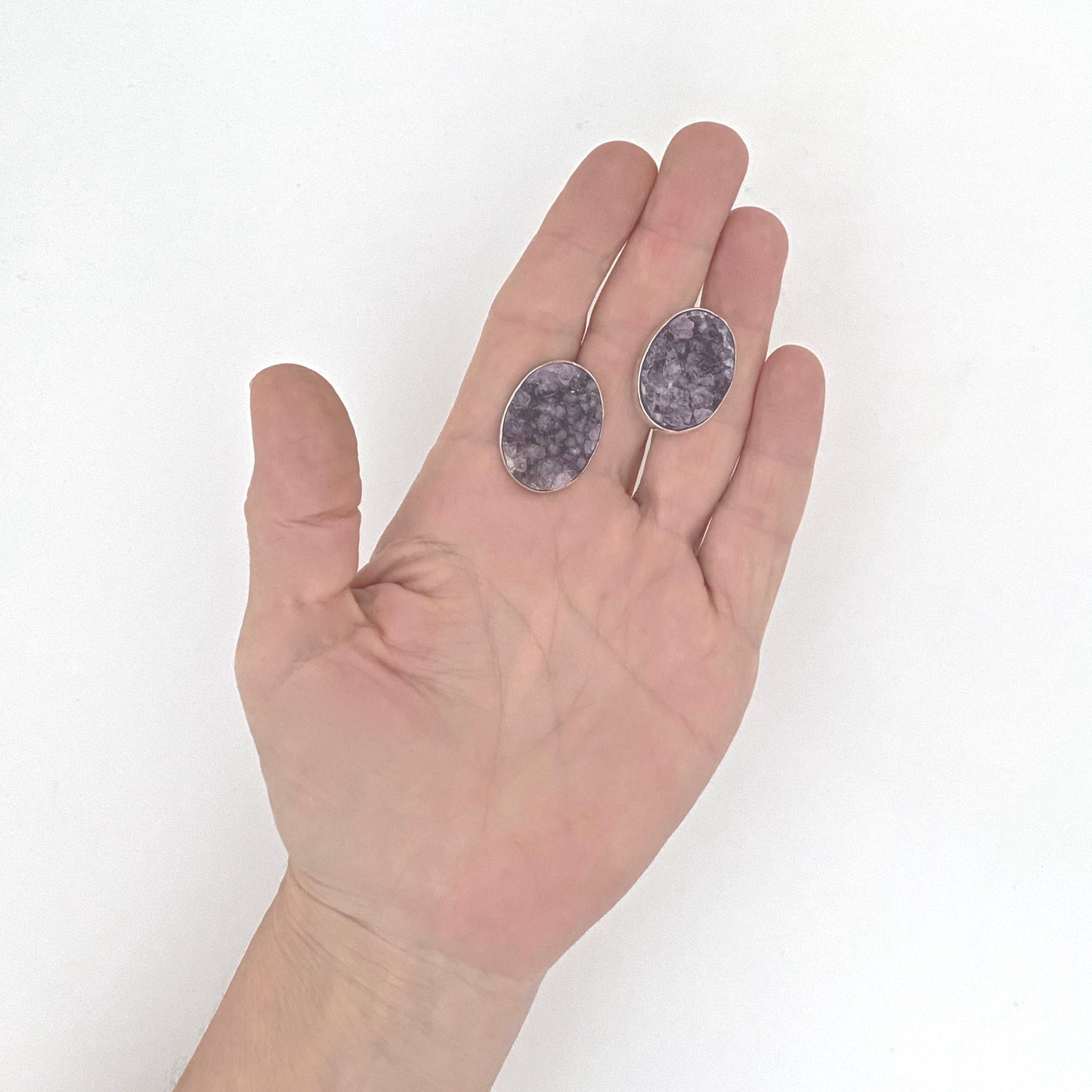 scale vintage silver and amethyst druzy earrings