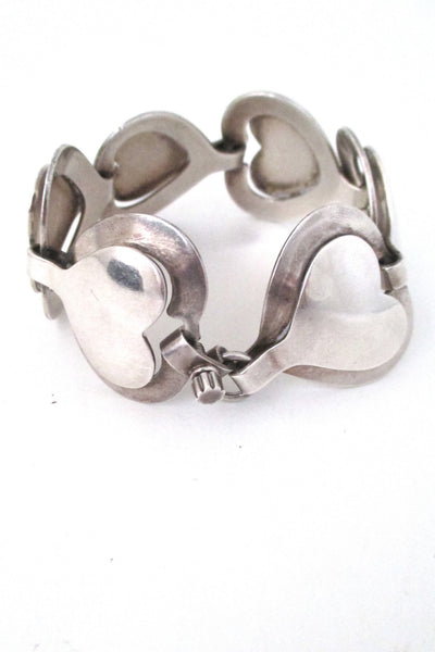 Georg Jensen Denmark vintage sterling silver heart link bracelet