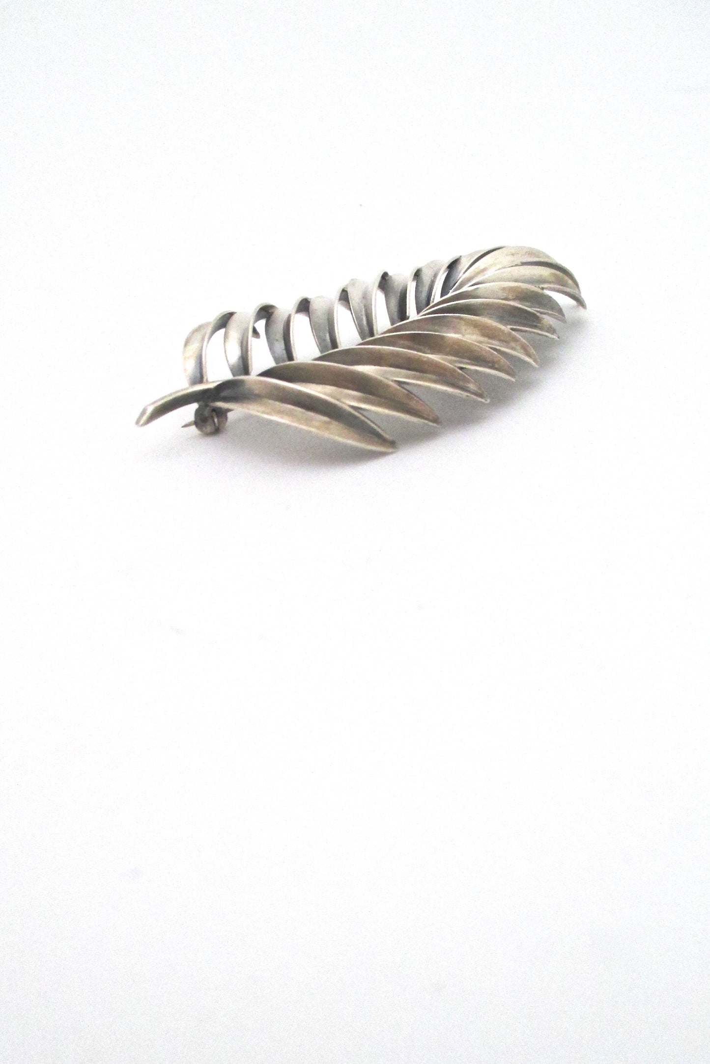 profile Anton Michelsen large vintage silver leaf brooch by Gertrud Engel rare