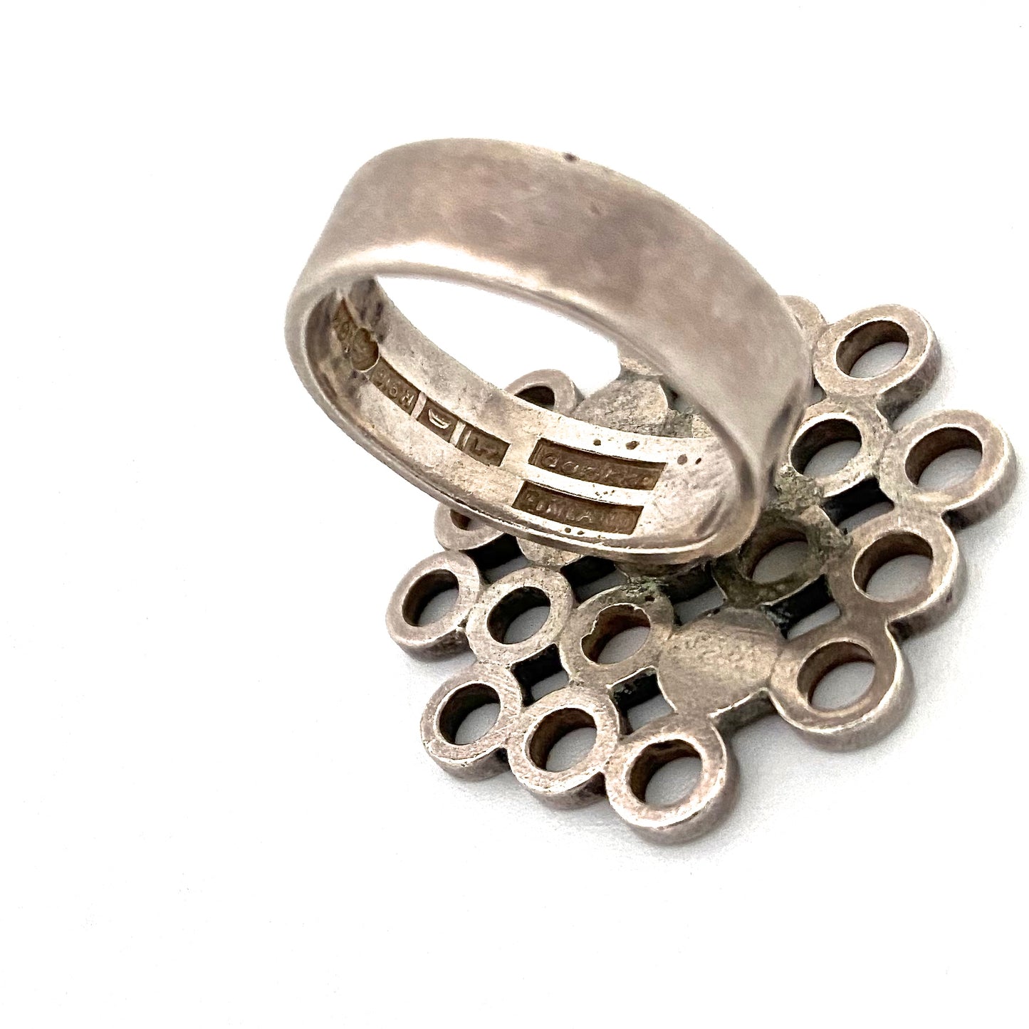 aarikka vintage silver circles ring ~ 1964