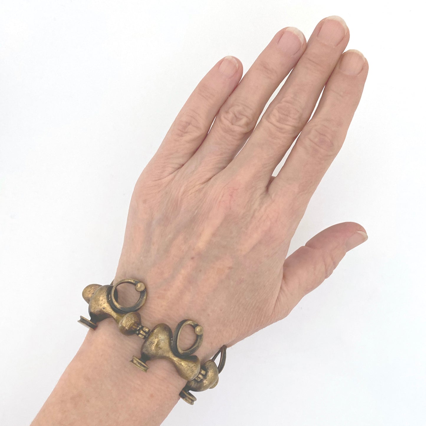 scale Jorma Laine Finland vintage bronze sculptural panel link bracelet Scandinavian Modernist jewelry design