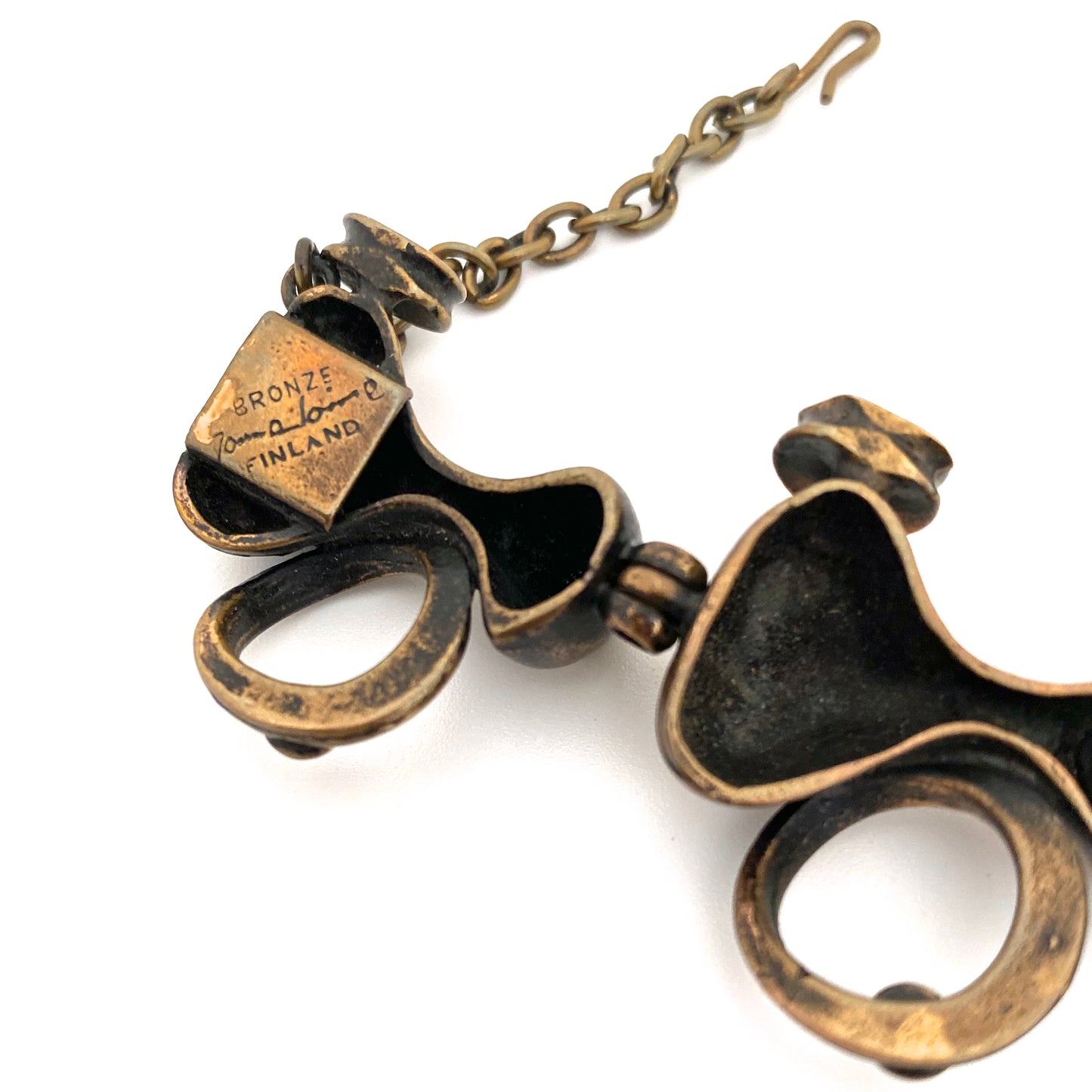 Jorma Laine sculptural bronze panel link bracelet