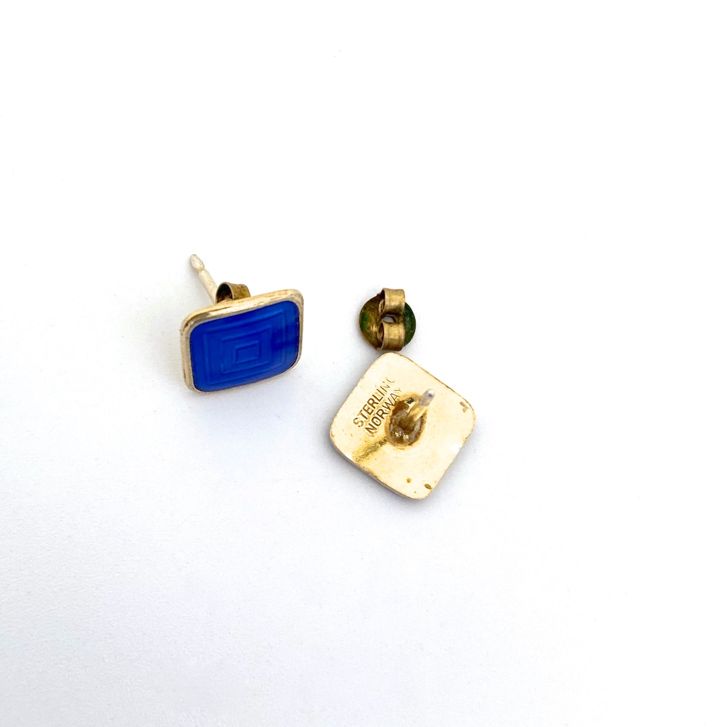 vintage silver guilloche enamel petite post earrings