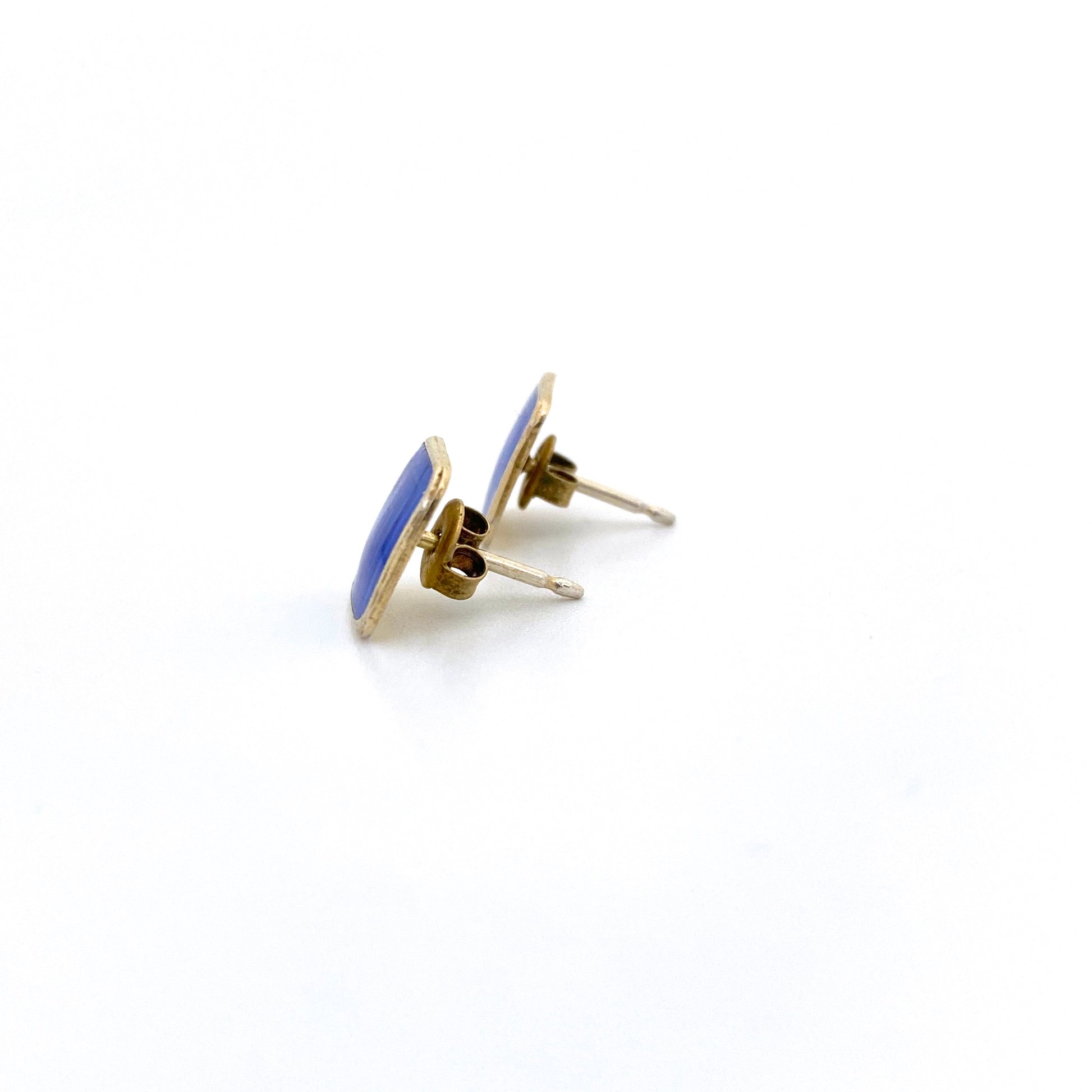 profile vintage Norway silver guilloche enamel post earrings Scandinavian jewelry design