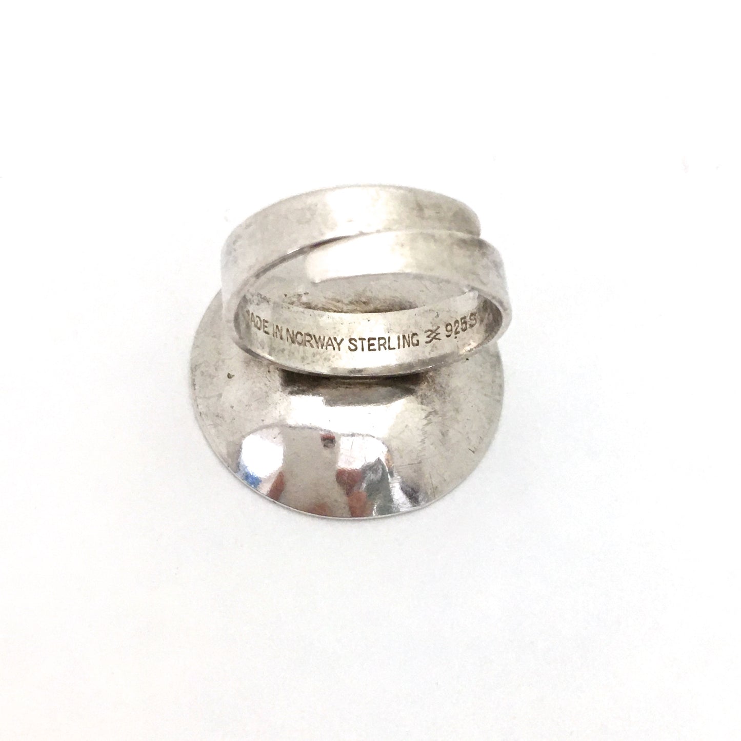 Aksel Holmsen large silver & bright red enamel ring