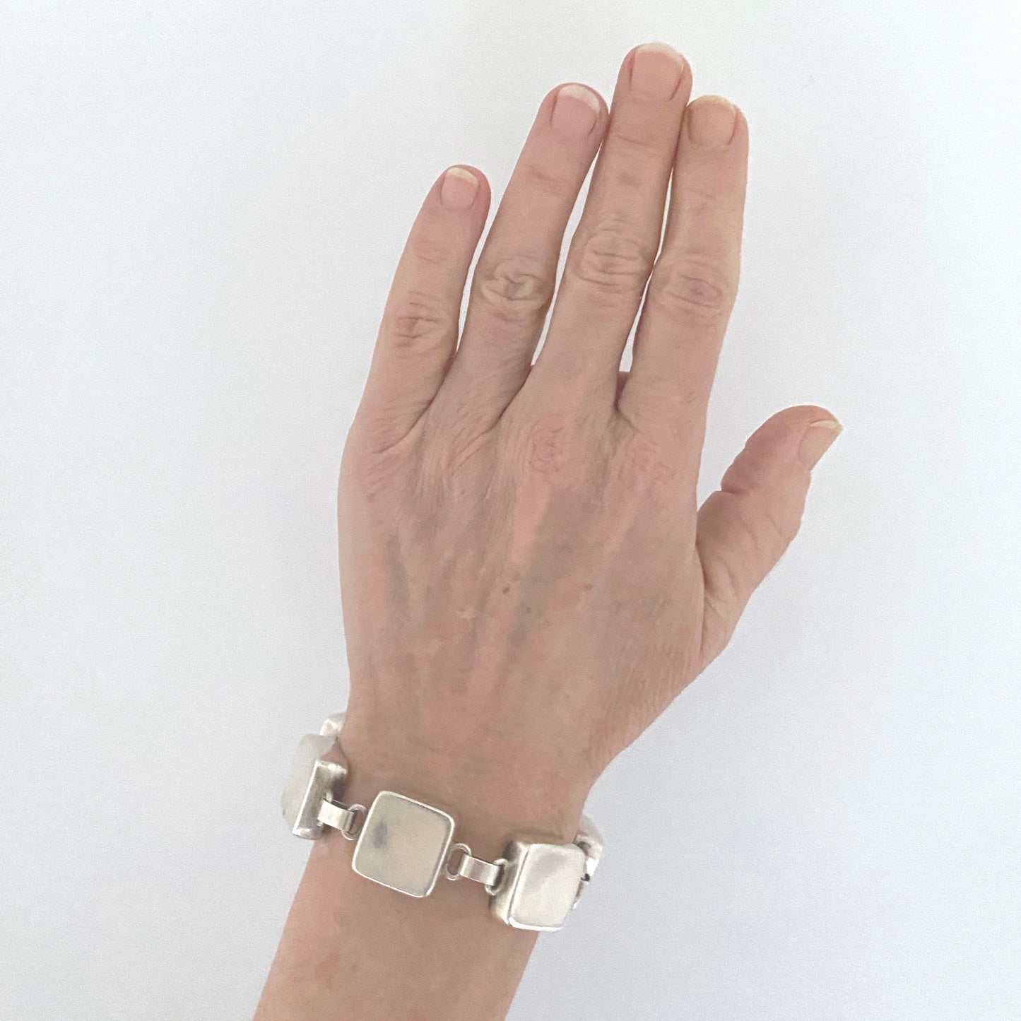 scale Georg Jensen Denmark vintage silver panel link bracelet 182 Astrid Fog Scandinavian Modernist jewelry design