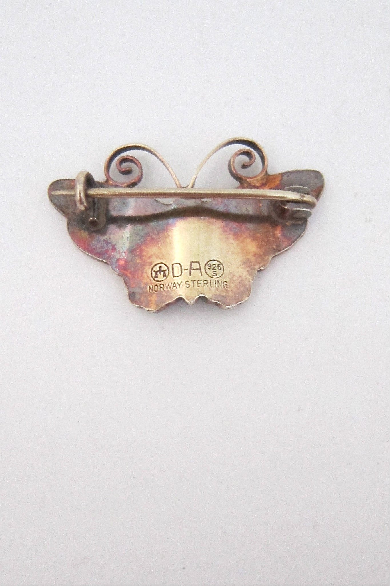David-Andersen Norway vintage silver enamel butterfly brooch