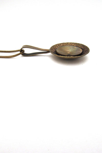 Alton Sweden vintage bronze pendant necklace by KE Palmberg Scandinavian Modernist